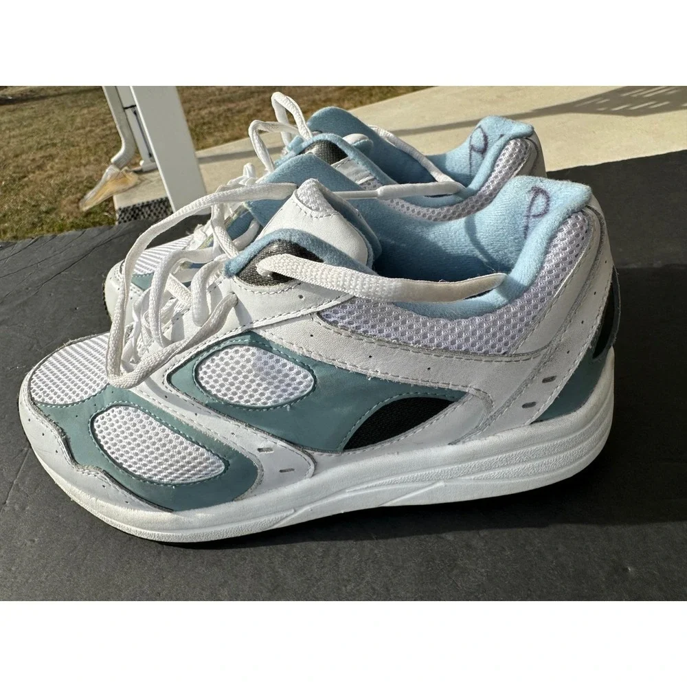 Drew Women's Walking Shoes‎ White Blue Mesh Leather Athletic Sneakers size 8W